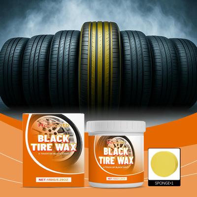 Homonth Black Car Tire Wax (150g+ Sponge) - Tire Cleaner, Long-Lasting Shine, Decontamination & Rust Removal, Specialized Car Tire Care