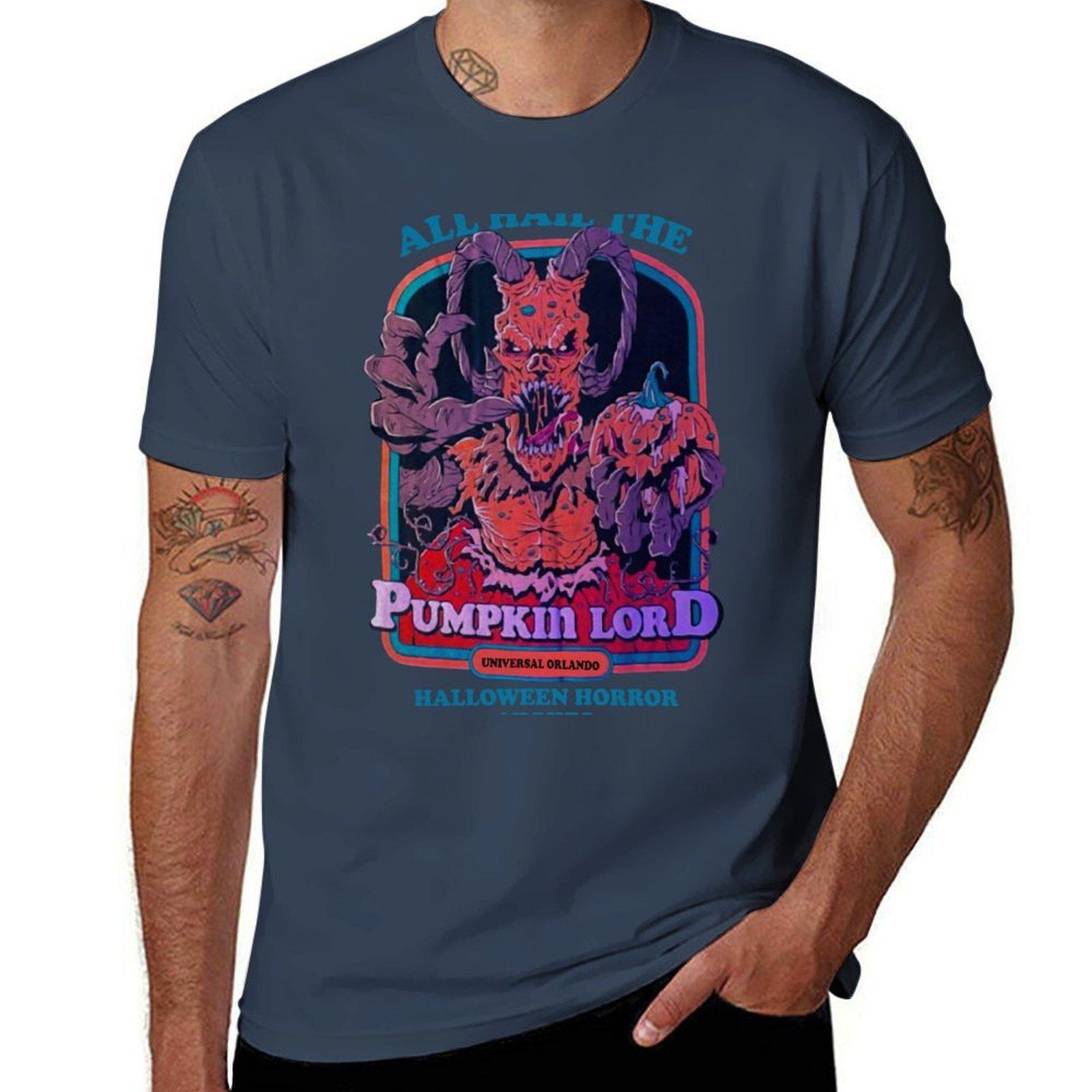 All Hail The Pumpkin Lord Halloween Horror Nights TShirt Big Size Crew Neck TShirt S