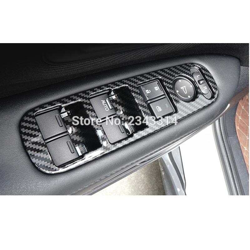 For Honda HR-V HRV 2015-2018  ABS Carbon Fiber Window Control Panel Glass Lift Switch Cover Trim Car-Styling Accessories