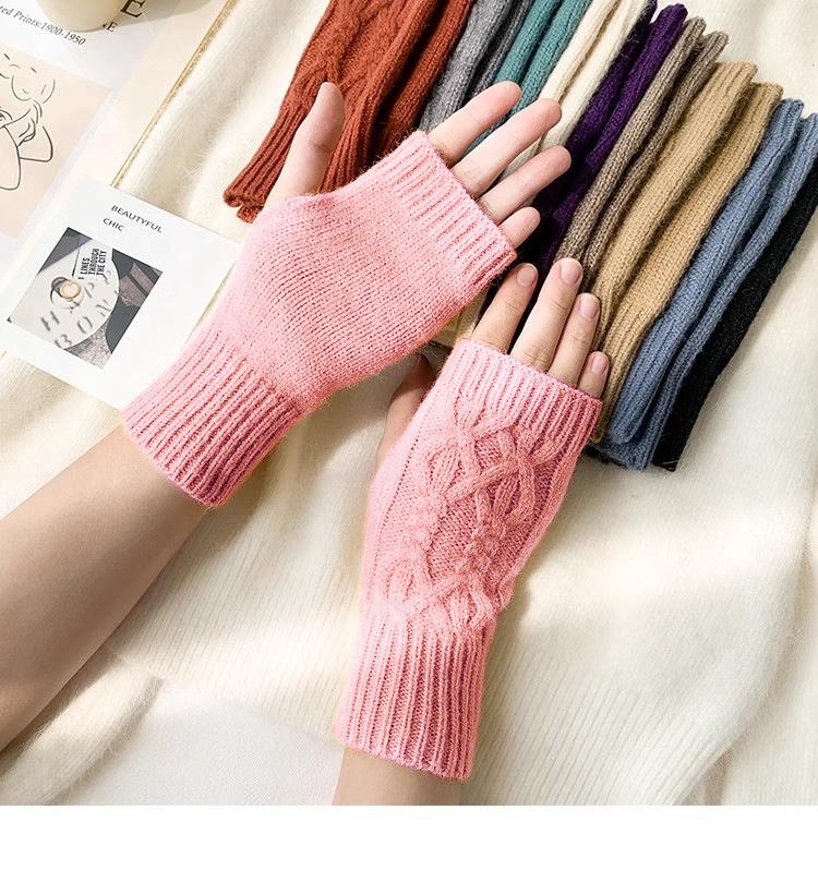 Half Finger Gloves for Women Winter Soft Warm Knitting Gloves Soft Warm Half Finger Unisex Mitten Guantes