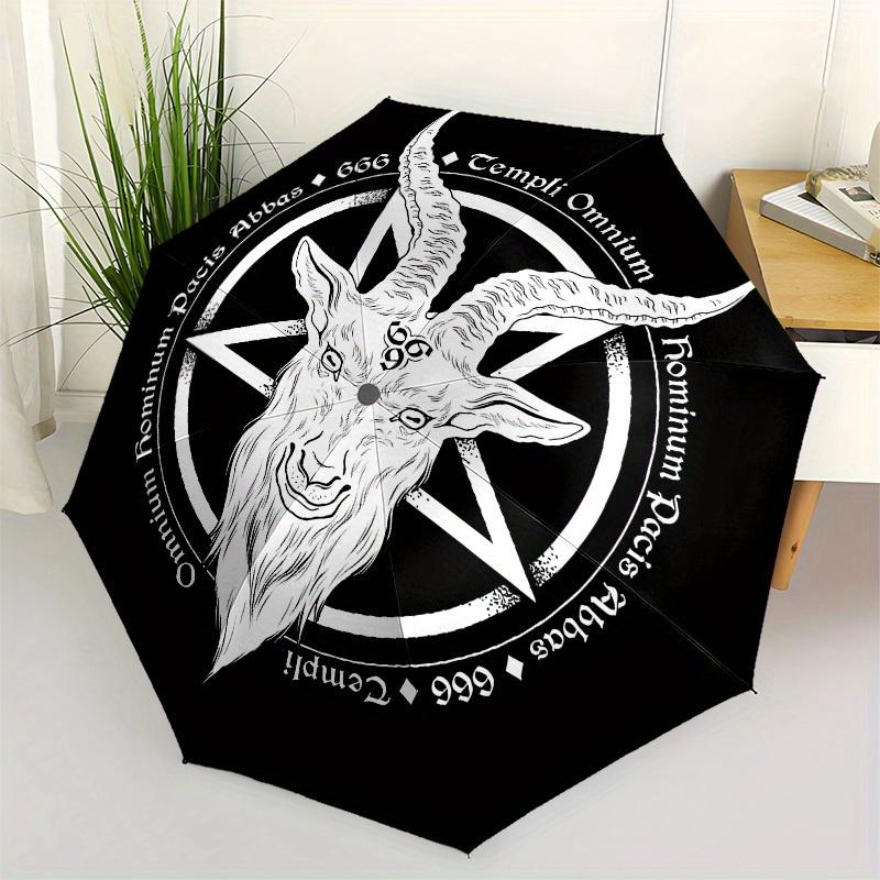 1pc Baphomet Symbol Umbrella with Plastic Handle,Suitable for All Seasons Home Travel Outdoor UmbrellaB1668