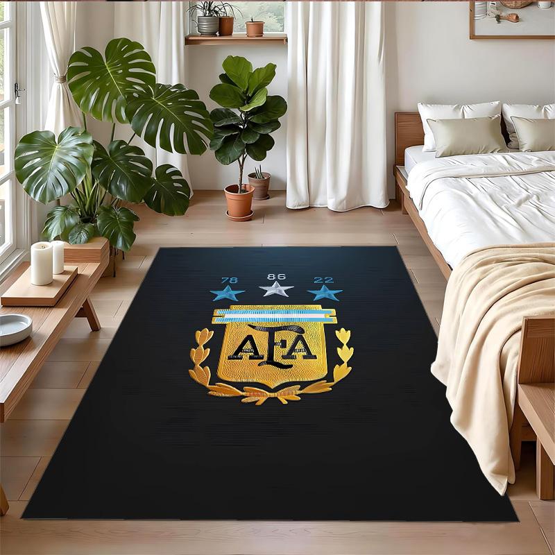 Anti‑Slip Crystal Velvet Floor Rug, Argentina National Team Design Carpet for Indoor Living Bedroom Home Decoration