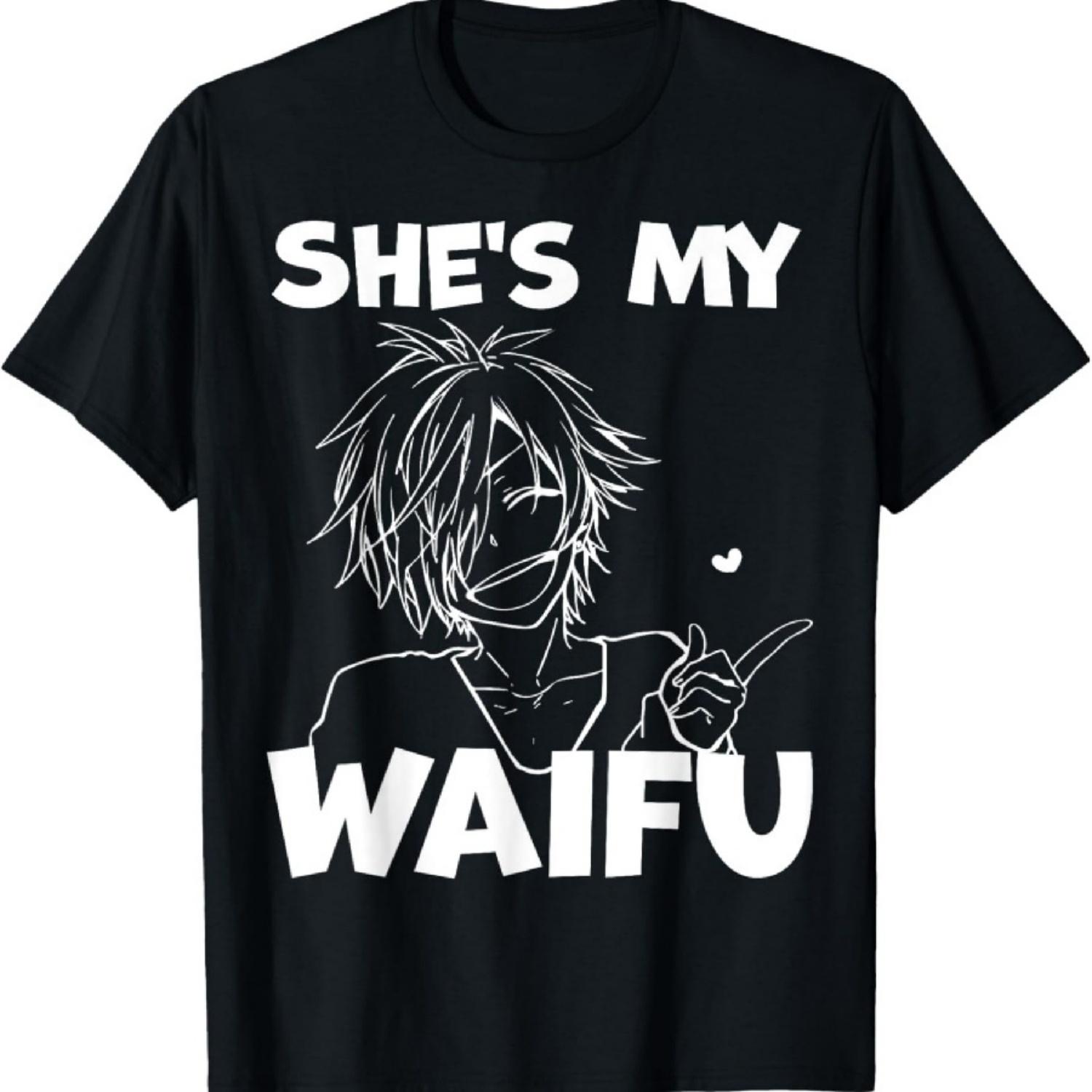 

Она моя вайфу Смешная аниме парная футболка для пары, подарок для парня XXXXXL чёрный