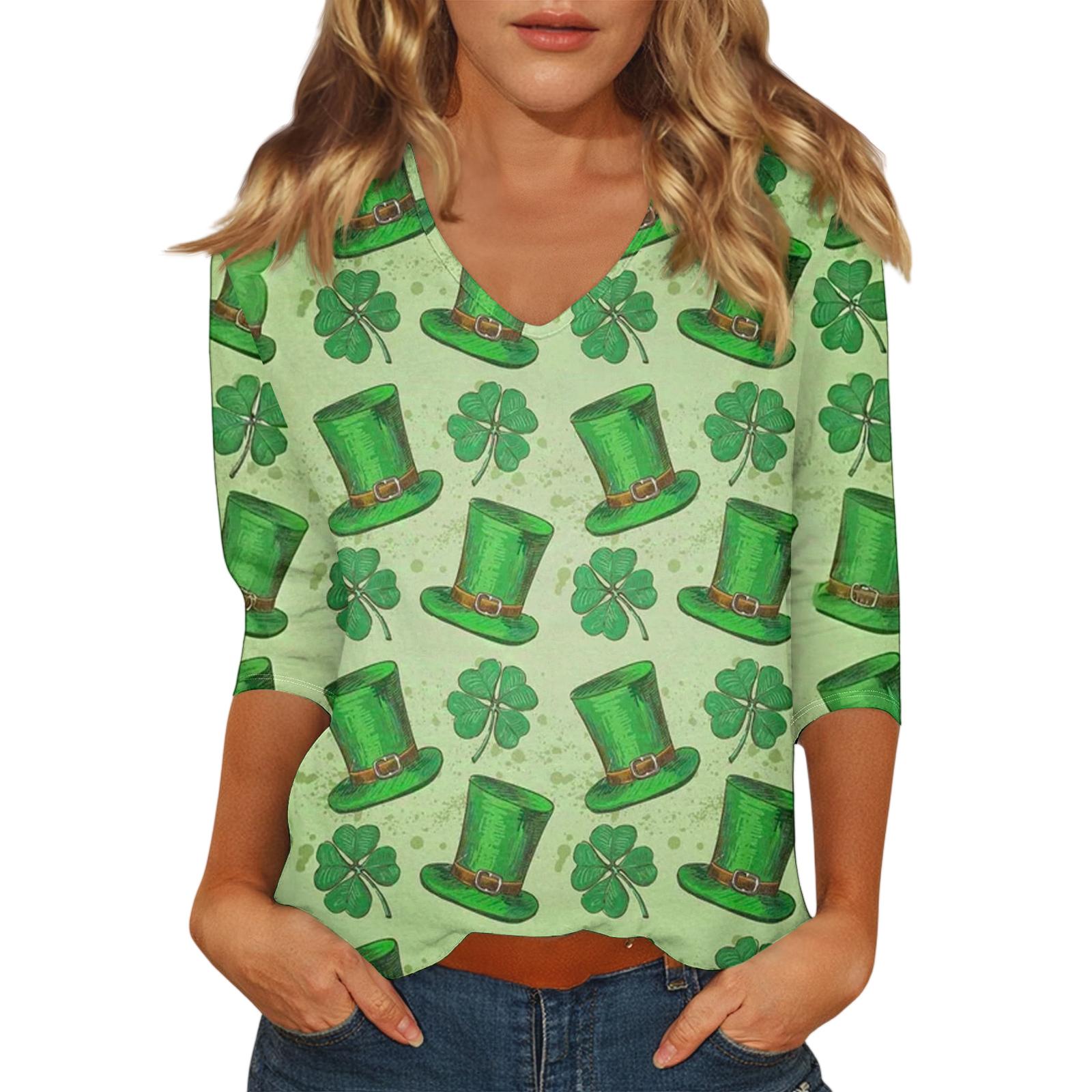 

Women s Casual Fashionable Sexy Comfortable V-Neck Printed Three-Quarter Sleeve Top XXL