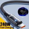 USB A To Type C 240W PD Transparent Fast Charging Cable Data Cord For Mi Huawei Samsung Android Phones USB C Charger Wire