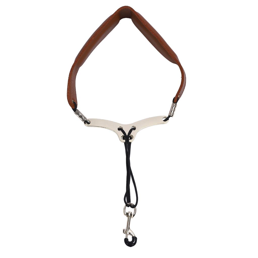 Saxophone Neck Strap for Alto Tenor Sax Breathable Adjustable Instrument Accessories with Metal Hook Coffee