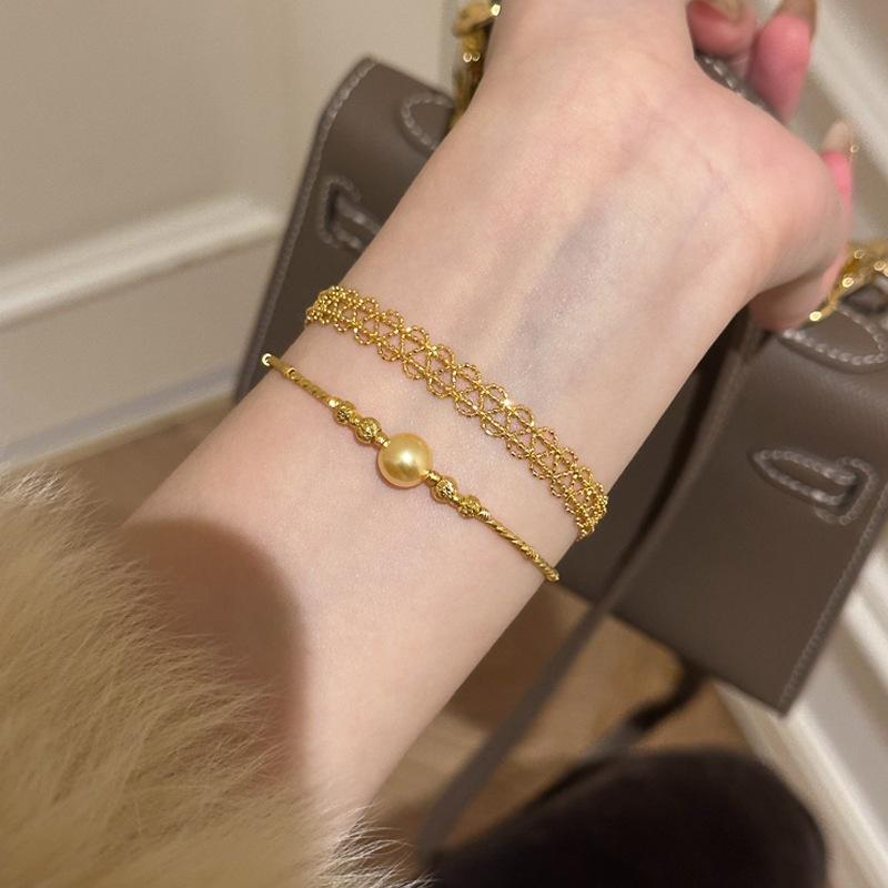Gold Silver Color Exquisite Lace Adjustable Bracelet for Women's Fashionable Design Sense Metal Geometric Bracelet Jewelry Gift
