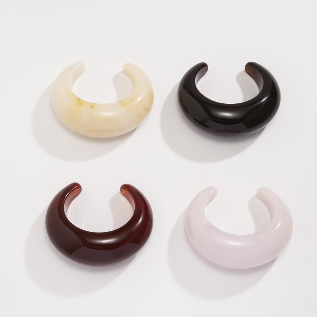 European & American Geometric Ins-Style Wide Face Acrylic Bangle - Colorful & Irregular Design