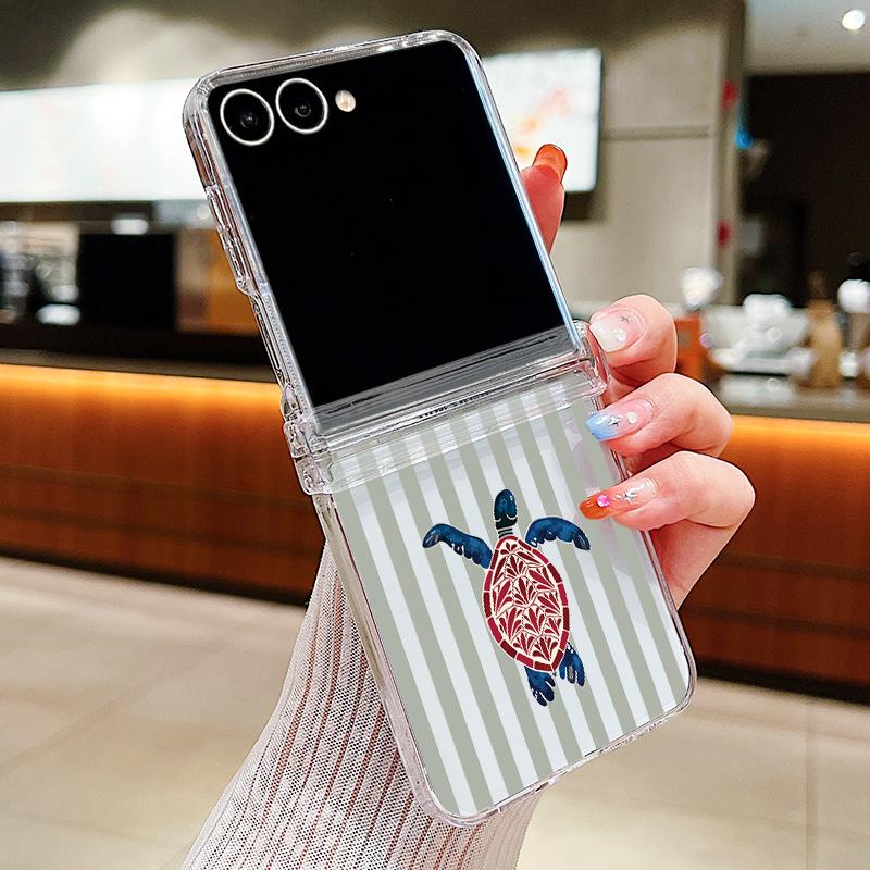 Coconut Stripe Pattern Case For Samsung Galaxy Z Flip 8 7 FE 6 5 4 Z Flip8 Flip7 Flip6 Flip5 Hinged Clear PC Slim Hard Folding Phone Cover