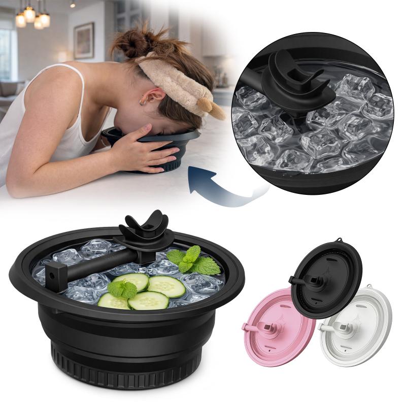 1Pcs Built-In Ice Tray Portable Silicone Breathing Ice Folding Basin Skin Tightening Facial Plunge Bowl Anti-Inflammation