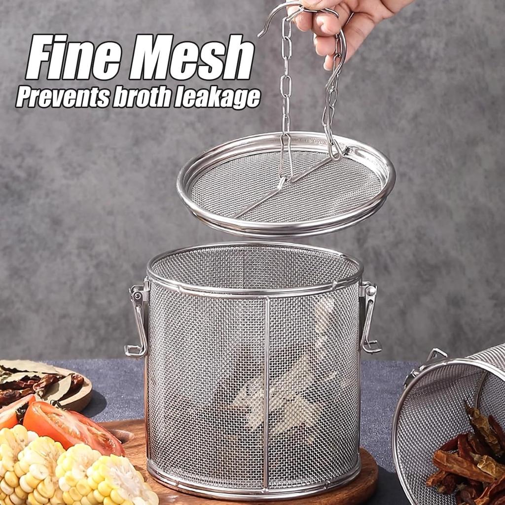 Seasoning Strainer Large Stainless Steel Tea Infuser, sieve fine mesh with Extended Chain Hook for Brew Loose Leaf Tea, Seasonings Cooking, Ice Cube
