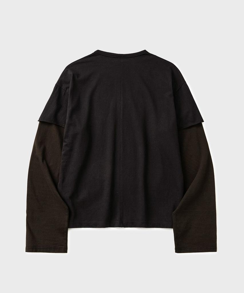 HOOVES Cutoff Stripe Layered Long Sleeve [Black]