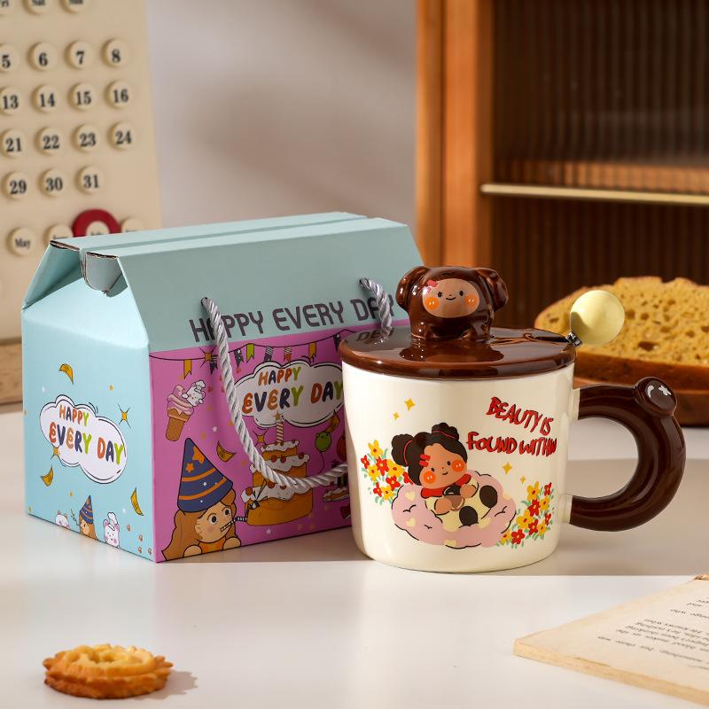 Ceramic Cup Cover with High Value Home Office Couple Water Cup Gift Box Creative Souvenir Gift Mug