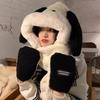 Hat female winter cute Pacha puppy plush thickened scarf gloves integrated hooded warm scarf three-piece set