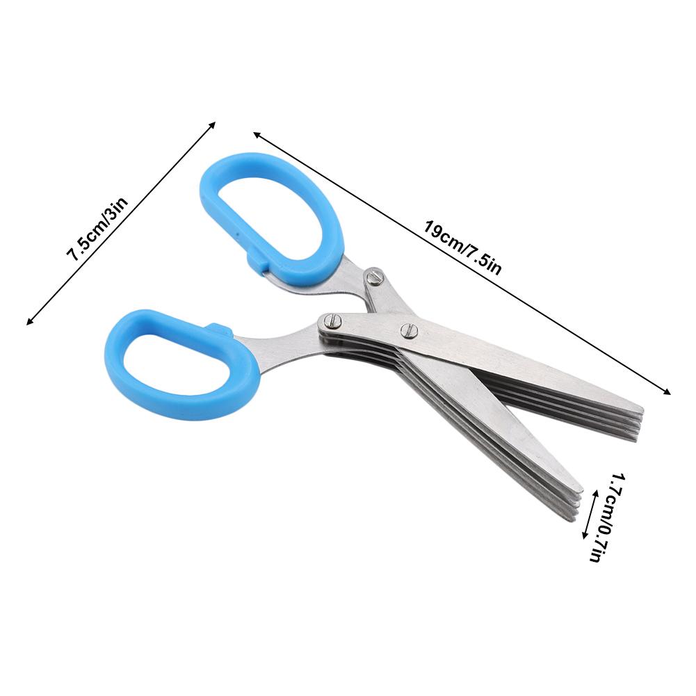 Stainless Steel 5 Layers Kitchen Scissors Scallion Sushi Shredded Tool(Yellow)