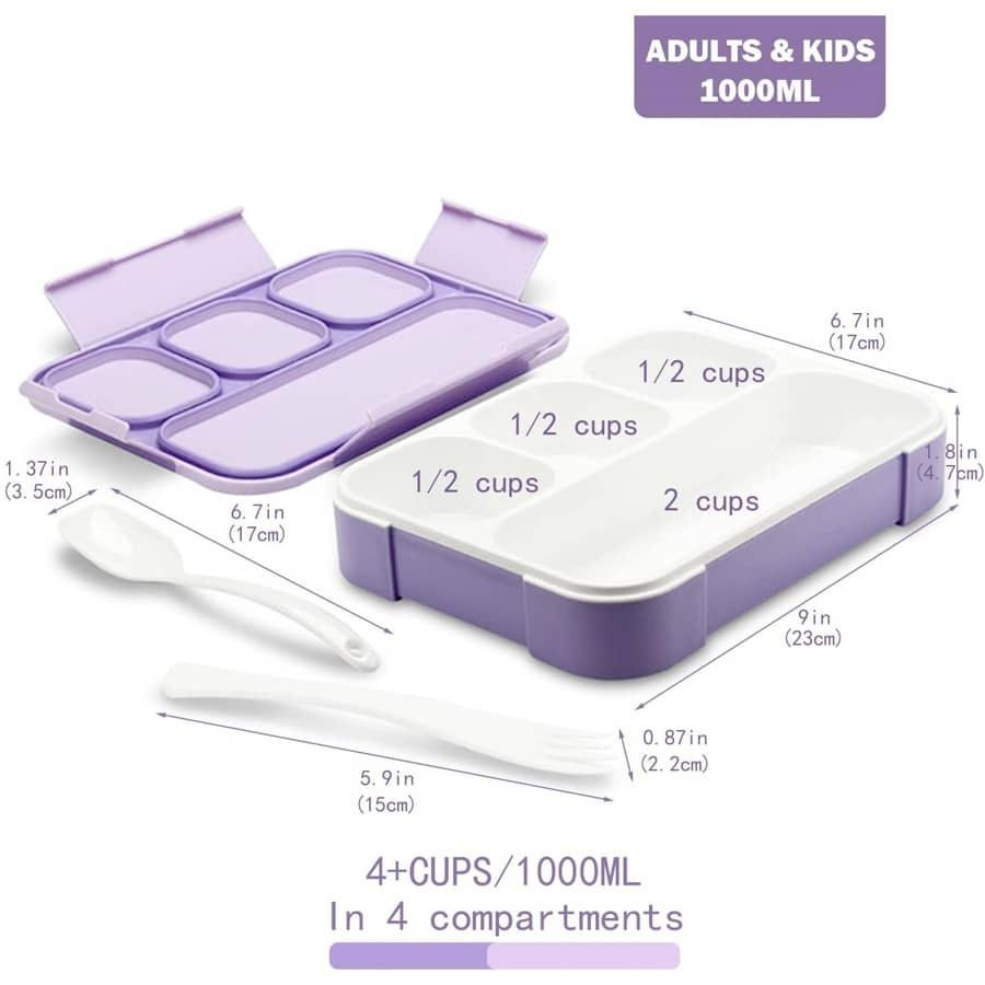 Bento Boxen 33.8oz Tragbare Lunchbox mit Deckel 4-Fach Lunchbehälter Musterdesign Lebensmittelbehälter für Büro Schule