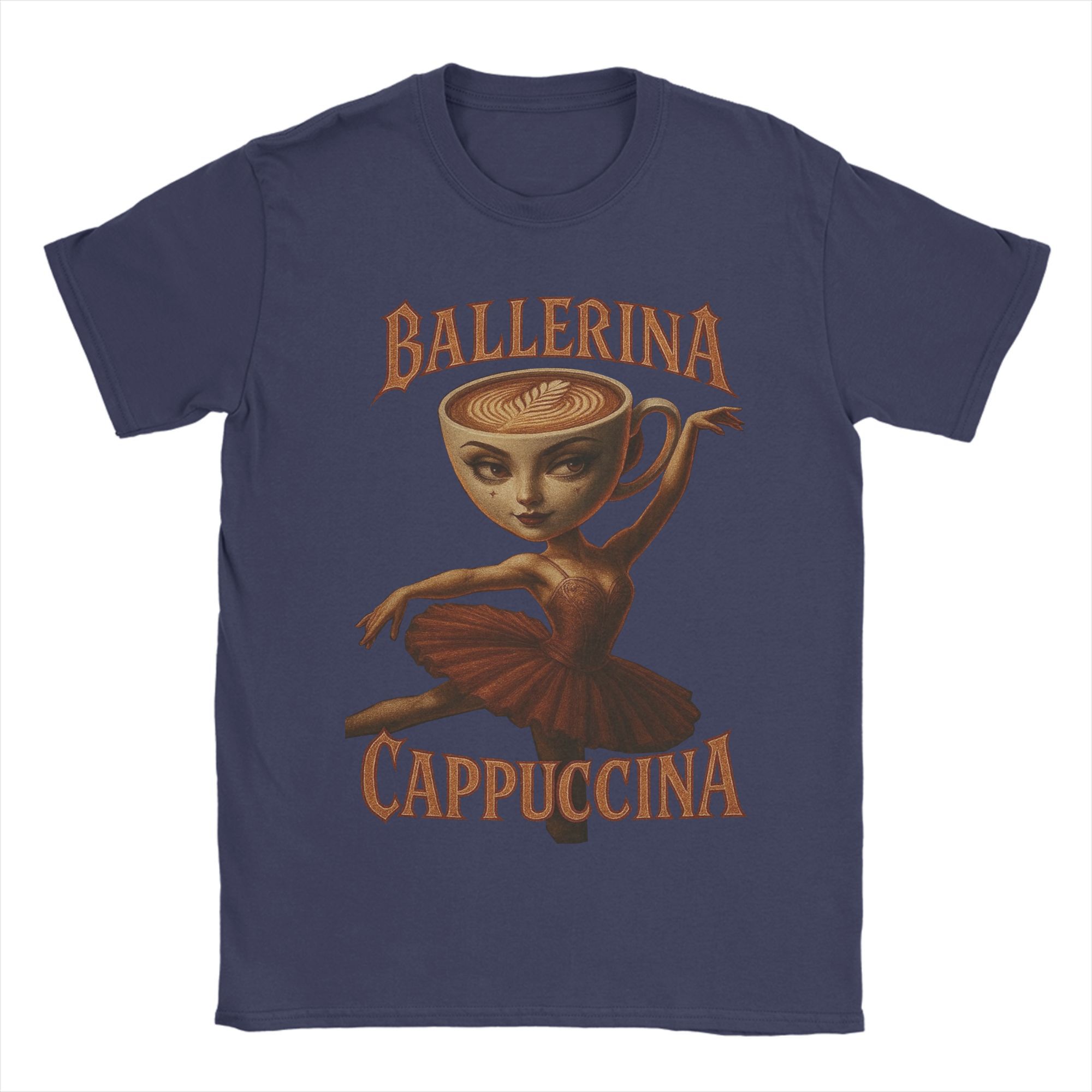 

Мужские футболки Ballerina Cappuccina Креативные хлопковые футболки с коротким рукавом Забавная кофейная мемная футболка Топы с круглым вырезом больших размеров 4XL