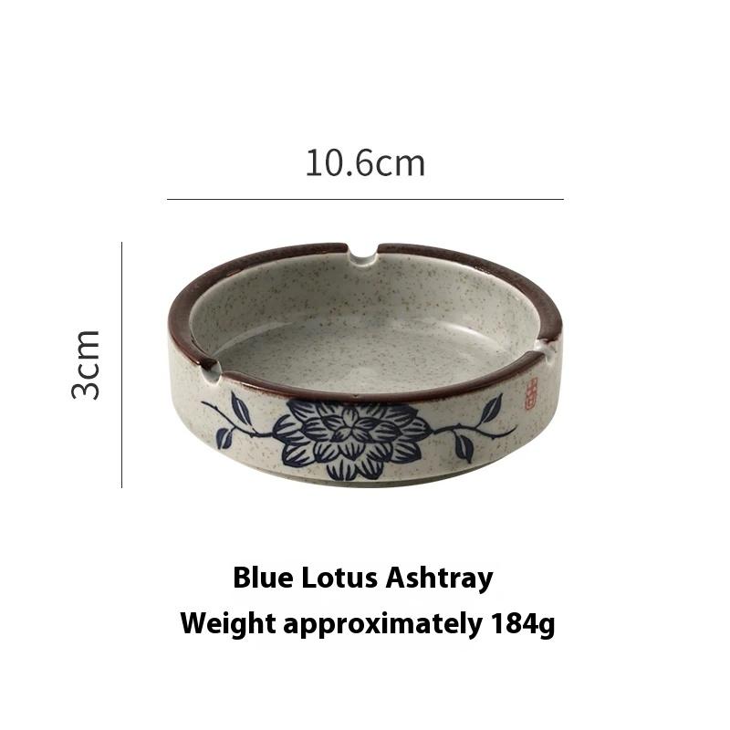 Japanese Retro Round Ashtray Home Living Room Tea Table Ceramic Ashtray Small Ashtray Creative Ornaments Household Items