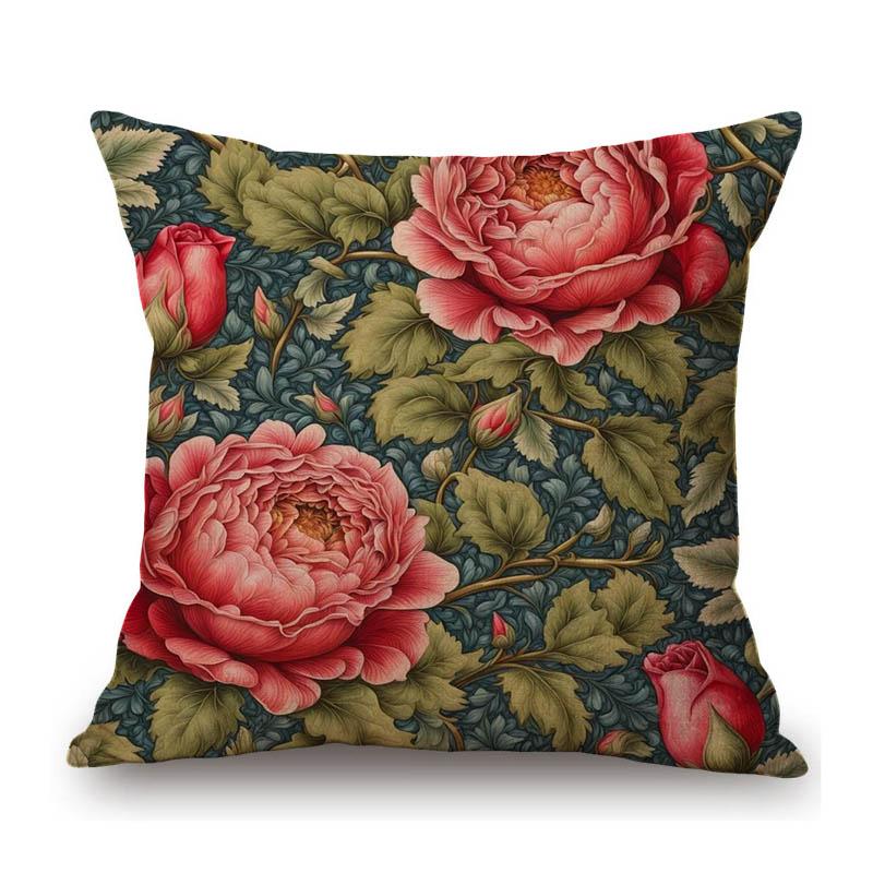 Pink Strawberry Rose Ivy Orchid Compton Classic William Morris Style Home Decorative Sofa Throw Pillow Case Cushion Cover Case