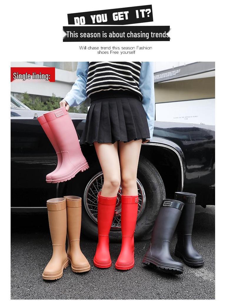 Women's Thickened High-Top Waterproof Rain Boots with Non-Slip Velvet Lining