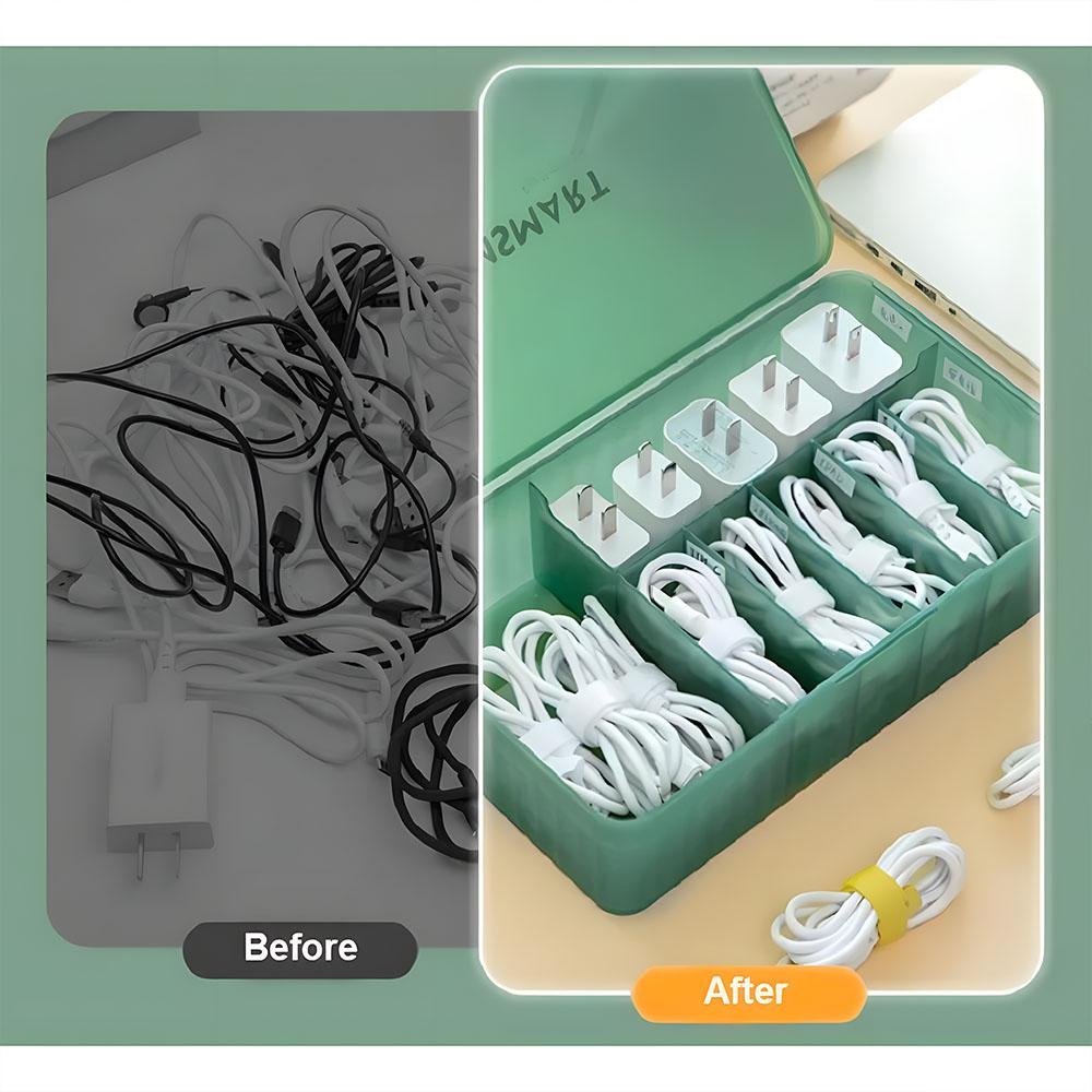 Charger Cord Data Cable Storage Box, Data Line Storage Desktop Cable Collect Case Dustproof Power Boxes Wire Cable Organizer