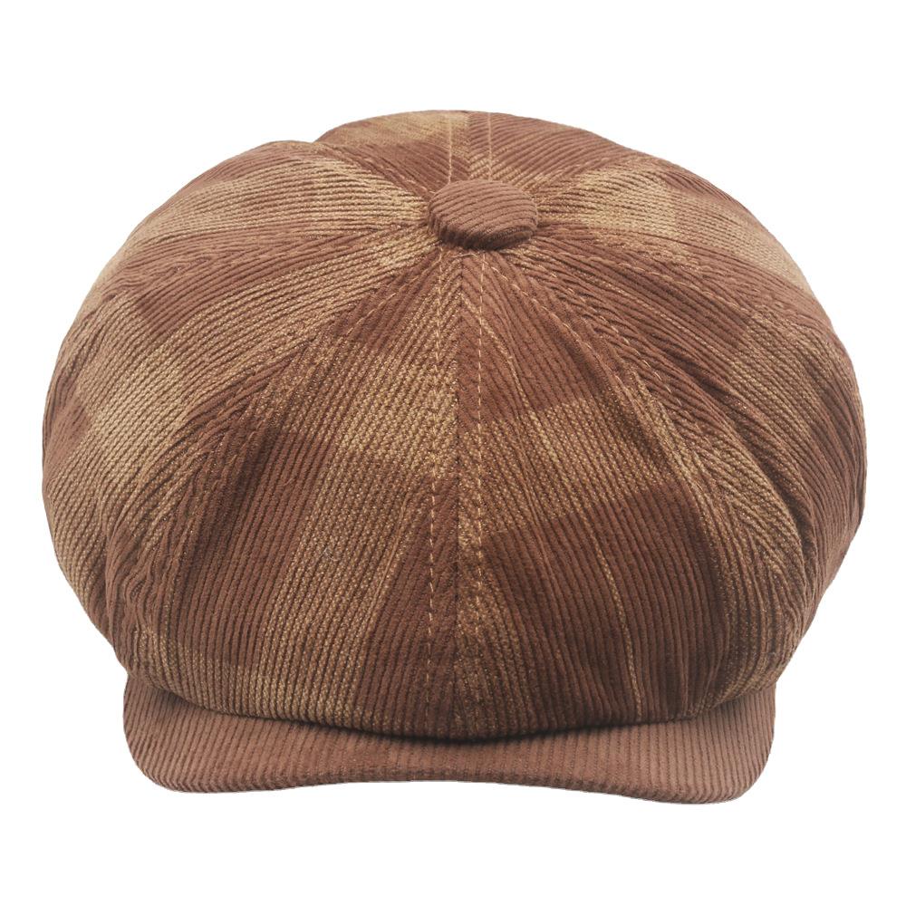 Autumn Winter Octagonal Cap Plaid Beret Female Painter's Cap British Newsboy Cap