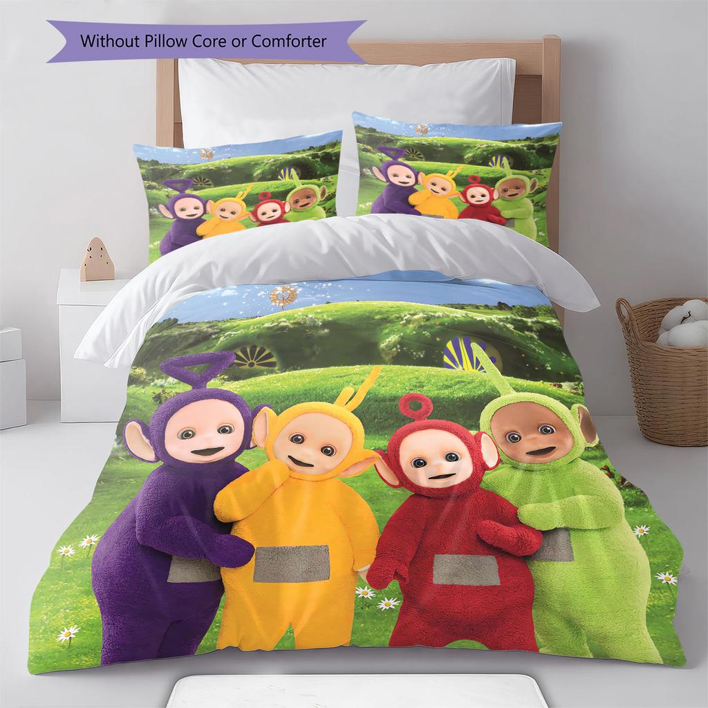 Set Copripiumino Trapuntato con Fantasia Teletubbies Federa Decorazione per la Casa Regalo (1 * copripiumino + 2 * federa, senza nucleo)