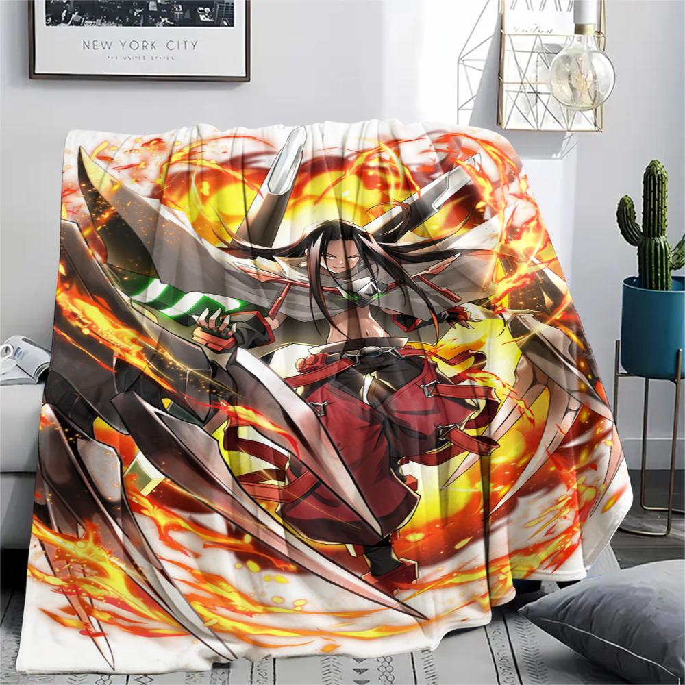 1PC SHAMAN KING Print Flannel Blanket, High Quality Comfortable for All Seasons, Home Decor, Warmth and Comfort, Perfect for Christmas Gifts