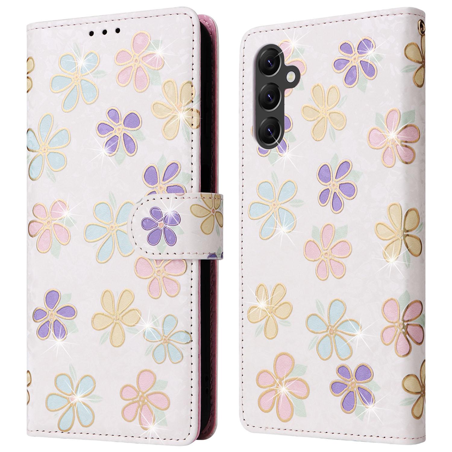 

For Samsung Galaxy A14 5G Case RFID Blocking Leather Wallet Pouch Phone Cover Colorful Flower