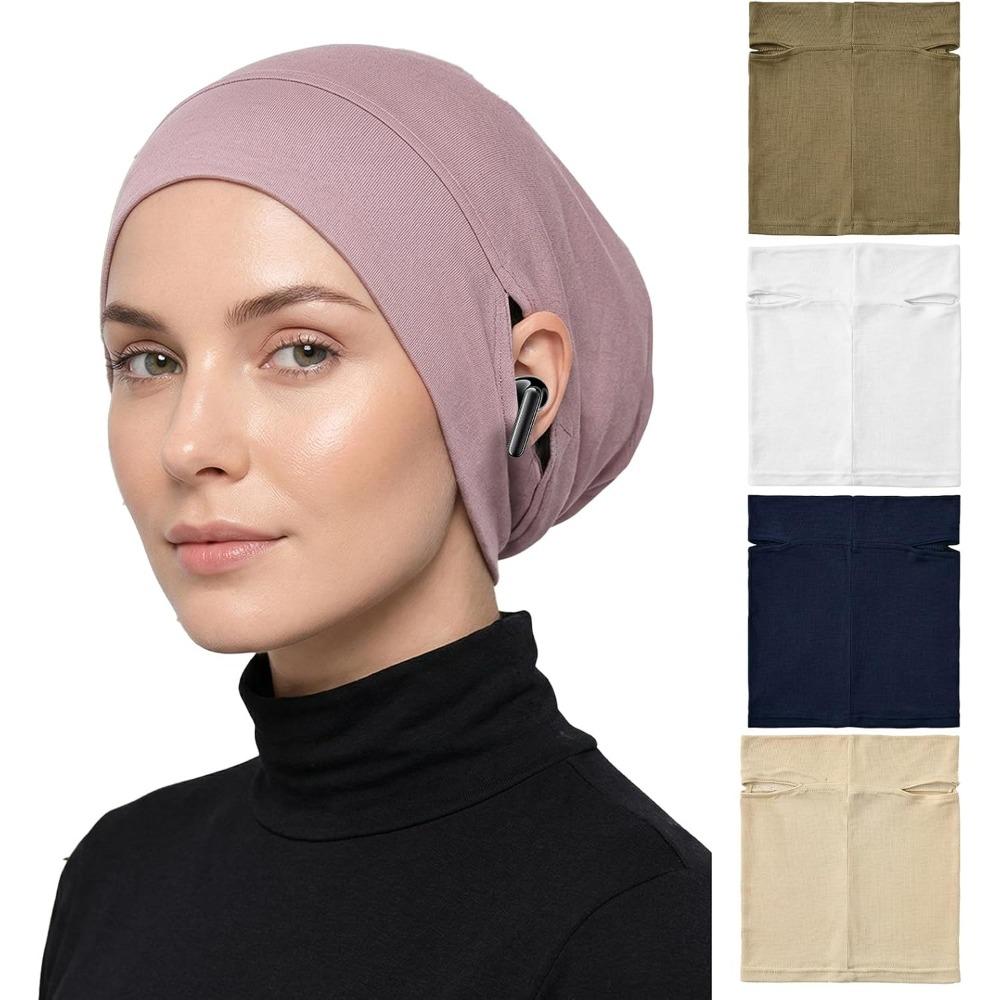

5 Pcs Undercaps for Hijab No Slip, Women Underscarf Hijab Crown Caps for Muslim Turban Tube Black 1PACS