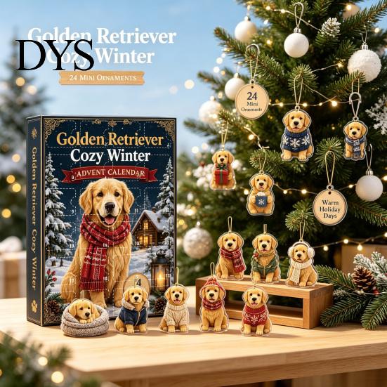 Seasonal Decorative Pendants Dog Advent Calendars 2026, 2D Acrylic Ornaments Christmas Countdown Calendar, Surprise Cute Flat Puppy Hanging