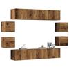 VidaXL Wall-mounted TV Furniture 8 Pcs Old Wood Engineered Wood, TV Bench, Hi-fi Cabinet, Entertainment Center, TV Sideboard, 3328949