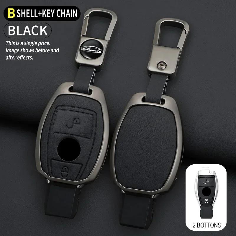 

Interior Mouldings Alloy Leather Car Keychain Protective Cover for Mercedes Benz E C G M R S Class W204 W212 W176 GLC CLA GLA AM