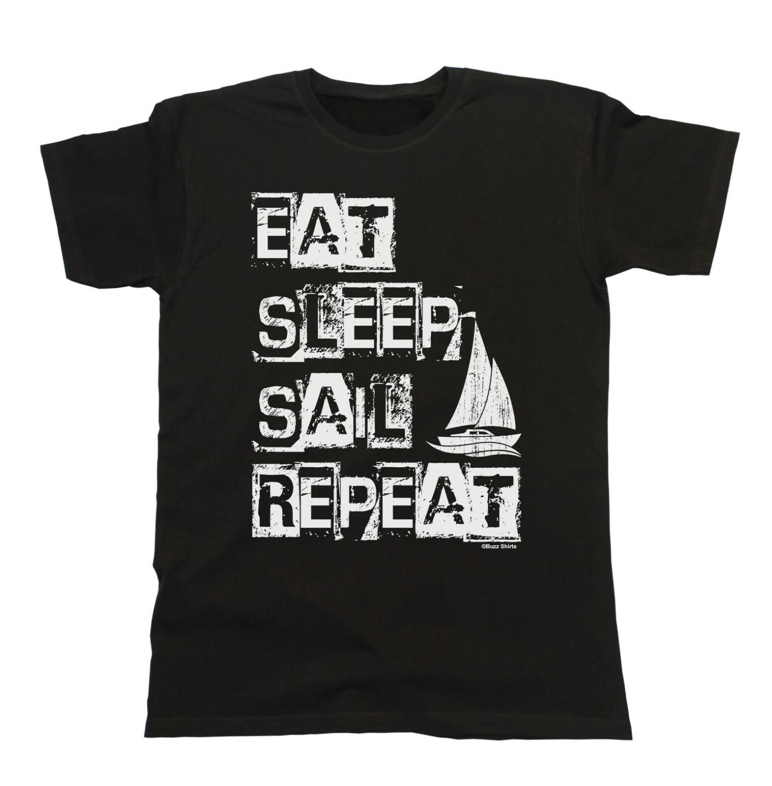 Eat Sleep Sail Repeat Mens SAILING T-Shirt Mens Womens Tees Top Christmas Gift Boat Funny 2XL