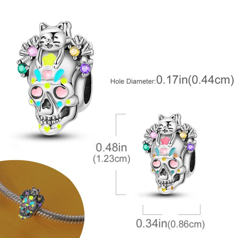 New Halloween Pumpkin Skull Witch Charm Bead Copper Fit Original Charms Bracelet Pendants Halloween Gift Diy