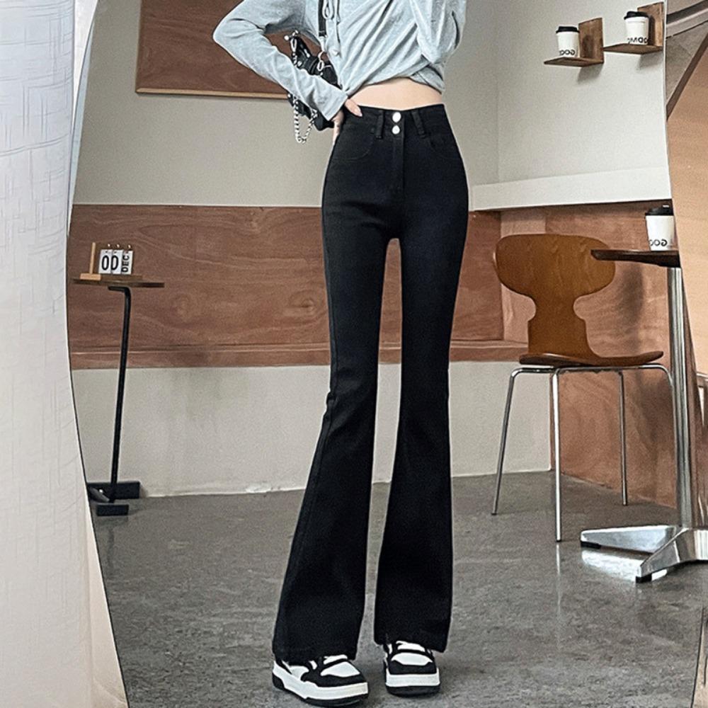 Micro-Pull Jeans Damen vielseitig Frühling neu kleine Mikro-Schlaghose schlank und dünn hochtaillierte Hose Tide