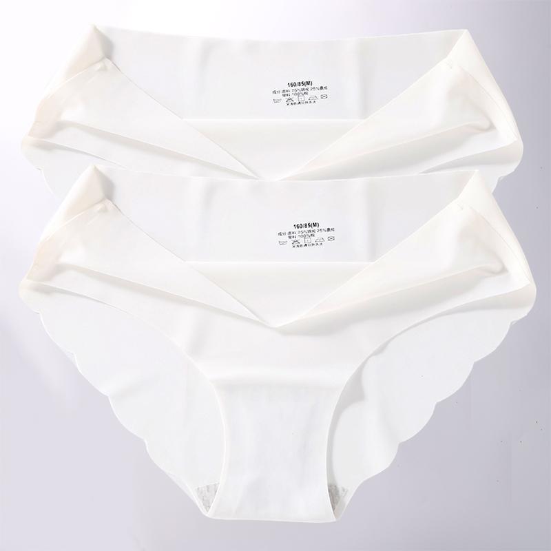 2 Stück/Set M-XL Nahtlose Eis-Seide Sexy Damen Slips Pantys 7 Unifarben Atmungsaktive Pantys Unterwäsche Für Mädchen Dessous