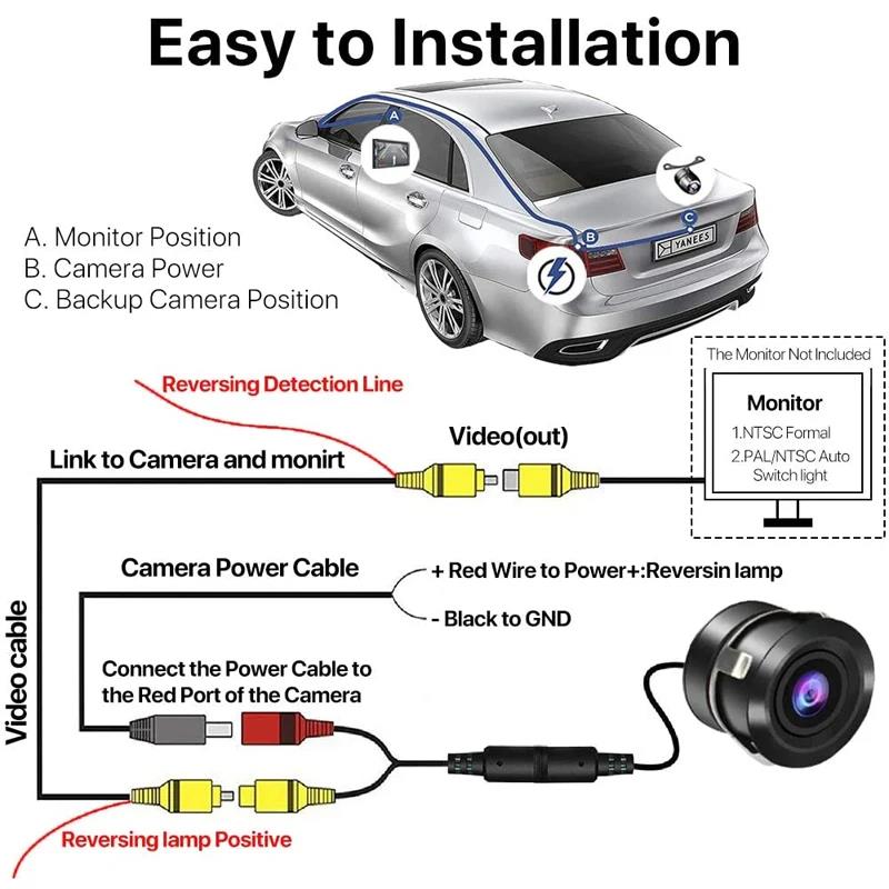 Auto Rückfahrkamera Nachtsicht Rückfahrkamera Auto Parkkamera IP68 Wasserdicht CCD LED Auto Rückfahrkamera 170 Grad HD