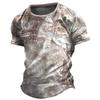 Summer Round Neck Vintage Compass Pattern 3D Print Top Fashionable Casual Short Sleeved Men's T-shirts