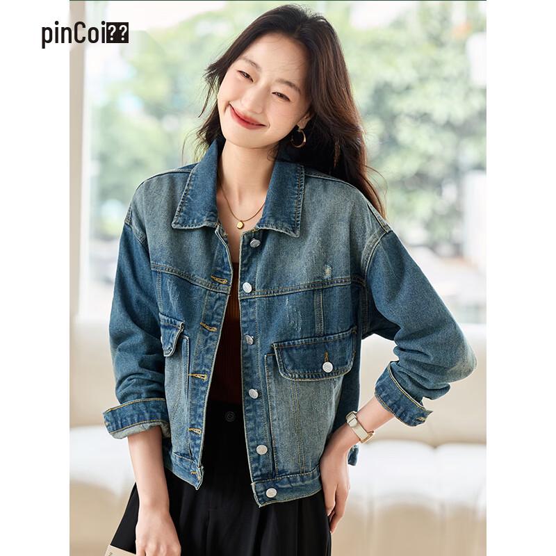 Женская ретро джинсовая куртка с двумя карманами XL