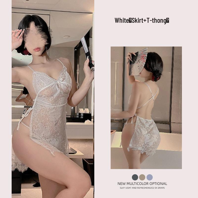 Verführerisches Spitzen-Strapsnachthemd-Set - Reizvolle & Durchsichtige Lingerie