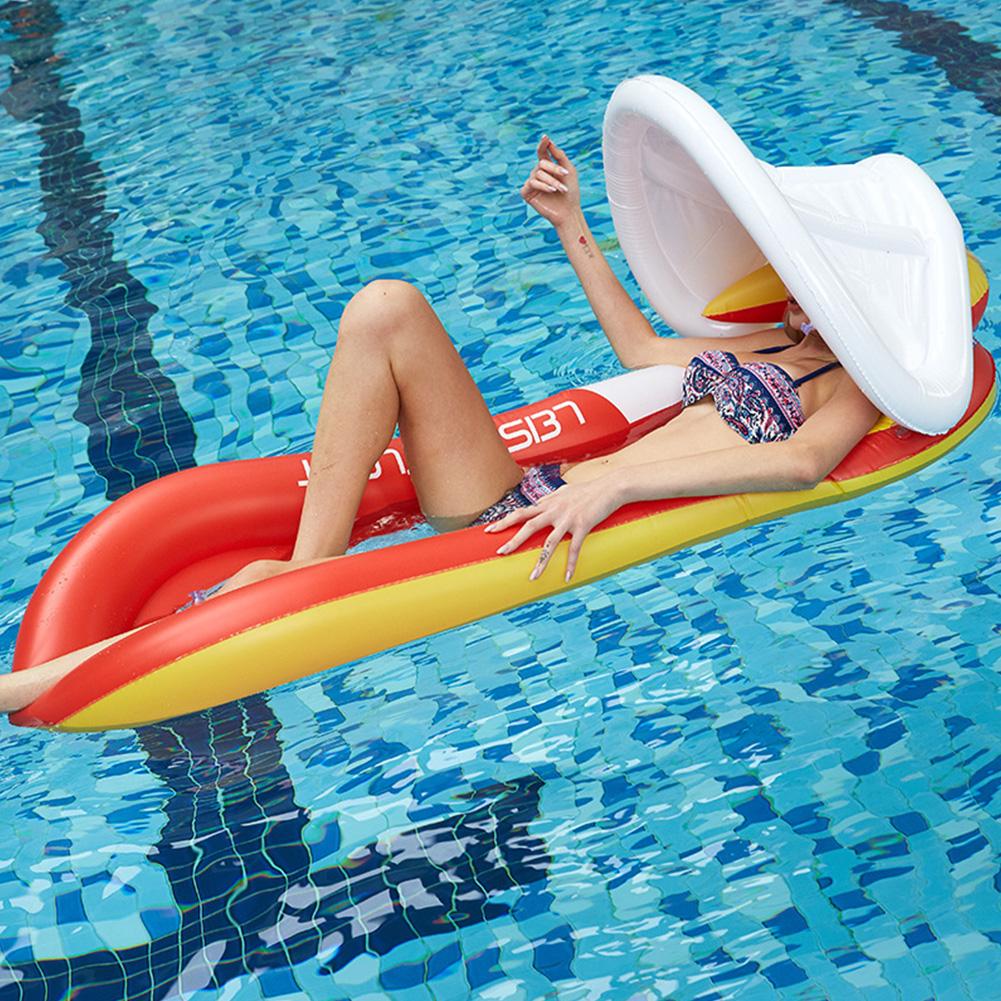 Summer Water Inflatable Floating Row with Cover Sunscreen Foldable Hammock