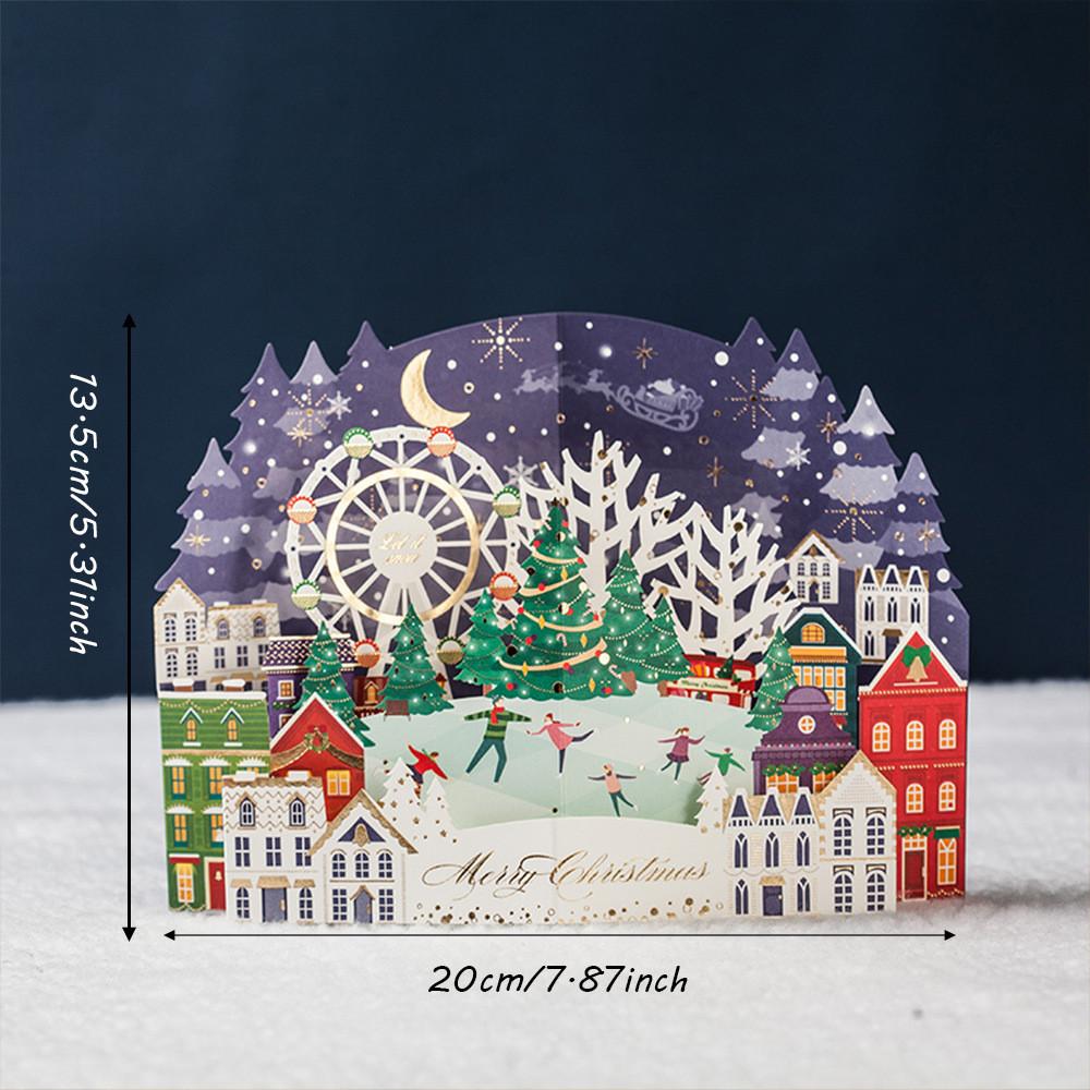 Christmas 3d Laser Cut Card With Gold Foil Snow Globe For Holiday Greetings