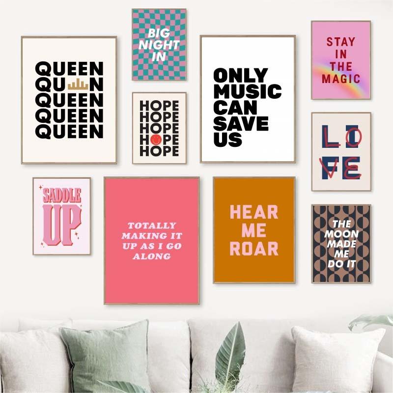 Funny Quote Art Pink Poster Girl Power Love Quote Canvas Posters and Prints Printing Wall Art Picture for Living Room Decor