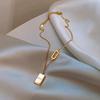 Titanium Steel Gold Brick Necklace for Women - Luxury 2025 Style, High-End Sweater and Collarbone Chain, Non-Fading.