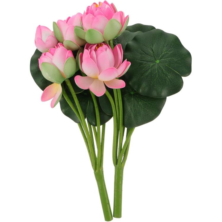 2pcs Artificial Lotus Flower Bouquets Simulation Water Lily Decoration for Home Office Wedding Flower Arrangements for Indoor Adornments