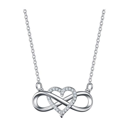 Infinity Heart Necklace for Women Cubic Zirconia Love Heart Pendant Necklace Romantic Birthday Gifts for Girlfriend Wife