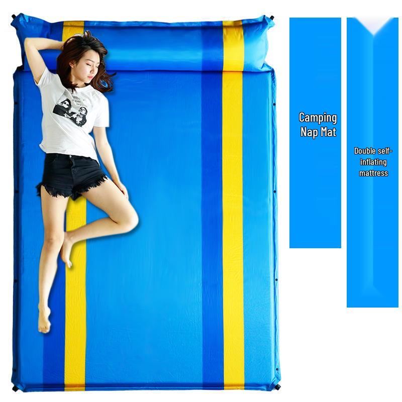 Automatic Inflatable Outdoor Sleeping Pad - Thick, Wide, Moisture-Proof Mat for 3-4 People Camping