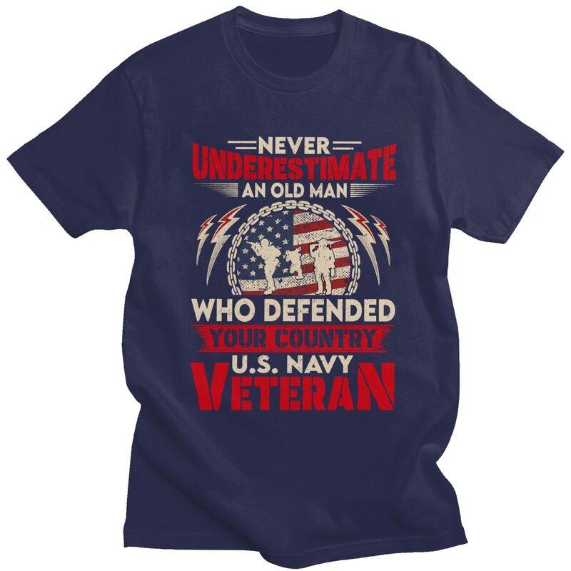 Custom US Navy Veteran T Shirt Men Short Sleeve Veteran Day Patriotic Tshirt Casual Tee Tops Pure Cotton Slim Fit Tshirt