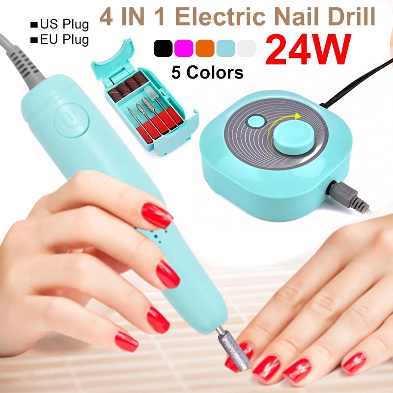 

4 in 1 25000RPM Electric Nail Drill Set Manicure Machine Pedicure Nail File Tools Polish Drill Bits Tool Kits DIY Manicure EU